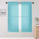 OWENIE Sheer Aqua Curtains for Bedroom Living Room 63 Inch Length 2 Panels Set, Modern Soft Solid Light Filtering Sheer Curtains for Dining Room, Rod Pocket Window Treatments, Aqua, 42" Wx63 L