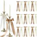 Lyrow 36 Pcs Champagne Ivory Long Satin Ribbon Bows for Wedding Valentine Candlestick Chairs Hair Bows for Women Bridal Baby Shower Backdrop Wine Glass DIY Birthday Party Table Decor(19.7" x 5.28") (Brown, Beige)