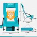 KingCamp Low Beach Chair, High Back Folding Camping Chair for Adults, Oversized Breathable Mesh Seat, 300lbs Heavy Duty Portable Chair with Cup Holder & Storage Pockets for Beach, Outdoor, Twin Pack
