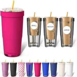 Frost Buddy Togo Buddy | 30 oz Stainless Steel Vacuum Insulated Tumbler | To Go Coffee Cup  Iced Coffee Cups, Iced Coffee Sleeve, Travel Mug, Thermal Cup for Hot & Cold Drinks, Dunkin Cup (Berry)