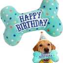 Prime Pets Dog Birthday Toys, Plush Dog Squeaky Toys, Stuffed Puppy Chew Toy for Small Medium Large Dogs, Bone Pet Toy