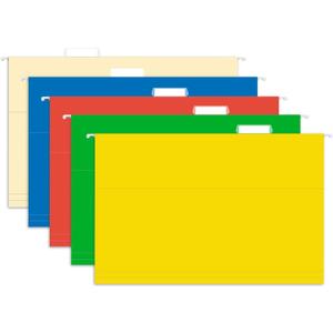 HERKKA Hanging File Folders, 30 Pack Reinforced Legal Size Hanging Folders with Heavy Duty 0 Inch Expansion, Designed for Bulky Files, Medical Charts, Adjustable Tabs, Assorted Colors