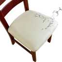 Genina Waterproof PU Leather Seat Covers for Dining Chairs,Chair Seat Covers Set of 6, Stretchable Dining Room Chair Seat Covers for Chair Protector Slipcover for Kitchen (Creamy Beige)