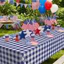 Smiry Square Table Cloth, Waterproof Vinyl Tablecloth with Flannel Backing, Wipeable Buffalo Plaid Table Cover for Picnic, Indoor and Outdoor (Navy & White, 54"x54")