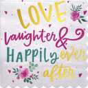 5 x LeZakaa 50Pcs Wedding Napkins-Love,Laughter,Happily Ever AfterLettering Gold Foil Design 3 Ply Disposable Paper Napkin Bridal Shower Tableware Party Supplies for Wedding, Engagement-6.5x6.5" Folded