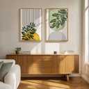 Large Framed Green Boho Wall Art Set of 2 for Living Room, Mid Century Modern Bohemian Botanical Geometric Artwork for Walls, Neutral Canvas Painting Print Wall Decor for Bedroom Home Office, 24x36 In