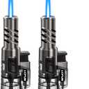 LcFun Torch Lighter 2 Pack Windproof Adjustable Single Jet Flame Butane Lighter Refillable Gas Lighter for Candle Camping Grill BBQ Fireplace (Butane Not Included) (Double Black)