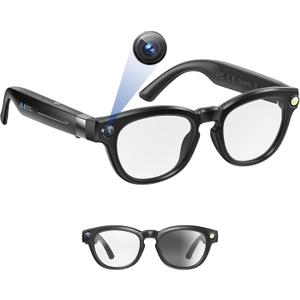 NILUTO Upgraded AI Smart Glasses with Camera 8MP HD1080P Video Glasses with Camera and Audio Video Recording Glasses with Audio, Video Glasses, RealTime Translation (Carbon Black)