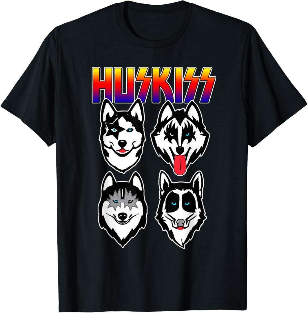 Huskiss Funny Dogs Puppy Rock Rockin Gift for Husky Lover T-Shirt.  S Size