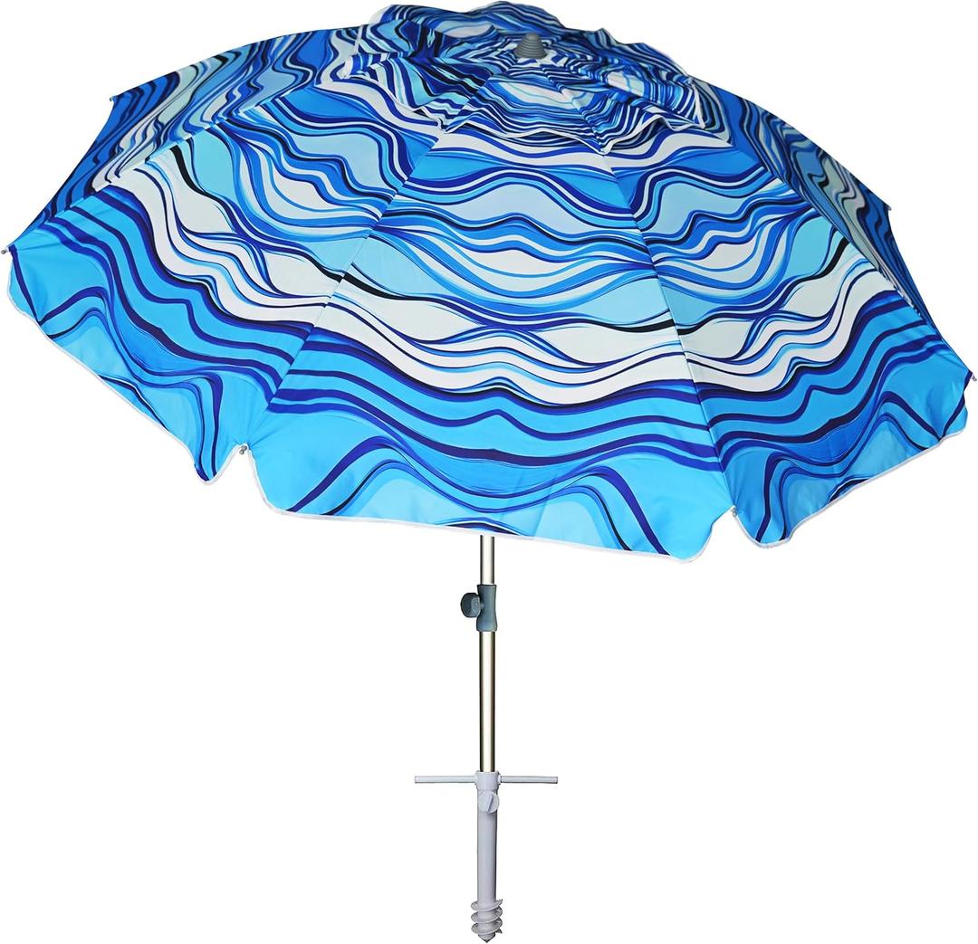 AMMSUN 7ft Fantasy Design Heavy Duty High Wind Beach Umbrella Parasols with UV 50+ Protection, sand anchor & Tilt Sun Shelter, Outdoor Sunshade Umbrellas Carry Bag for Patio Garden Pool Backyard
