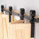 68" Bifold Barn Door Hardware Kit - Fit for 4 Bifold Doors, Black Plastic Spraying, Folding Push-Pull, Thickened Carbon Steel - Sturdy & Durable - Anti-Skipping Design (zdm-68-4)