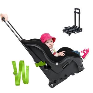 Foldable Car Seat Travel Cart with Belt, Car Seat Stroller, Carseat Carrier for Airport with Wheels and Compact Fold