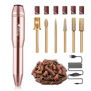 Alety Electric Nail Drill Kit - Portable File for Acrylic Gel Nails, Professional Machine Efile Manicure Pedicure Tools With Gold Drill Bits for Home Salon Use, Gold