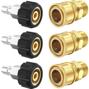 Twinkle Star Pressure Washer Quick Connect Fittings, M22 14mm to 3/8 Inch Pressure Washer Adapter, 6 Pieces