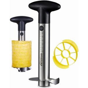 Pineapple Corer and Slicer [Reinforced sharp blades & Heavy duty & Durable], Yhtawoo Pineapple Cutter Corer Peeler, Stainless Steel Decorer Fruit Knife,Easy Core Remover (Black)