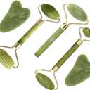Jade Gua Sha Facial Massager Set - 5 in 1 Skin Care Tools with Roller and Massager