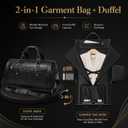 Garment Bag for Travel, Convertible Suit Garment Bag for Men, Stylish Carry On Garment Bag with Shoulder Strap, 2 in 1 Foldable PU Leather Garment Duffle Bag Suit Travel Bag for Men, Black, Two Way, 20"x11"x12"
