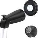Universal Bathroom Tub Spout with Metal Tub Spout Cover Ring, 5 1/4 Inches Reach Wall Front Mount Faucet with Shower Diverter 1/2" IPS Inside Thread(Matte Black)