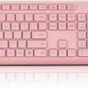 Wireless Silent Keyboard Mouse Combo, Ultra-Slim USB Keyboard Silent Mouse Set, Water-Dropping Keycaps, 12 Shortcuts, 2.4GHz Wireless Connection for PC Laptop Windows XP/7/8/10, Vista, Mac (Pink)