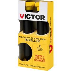 Victor Mole and Gopher Sonic Spike - Outdoor Mole and Gopher Repellent - M9012 - Chemical Free Solution - 2 Pack Sonic Spikes