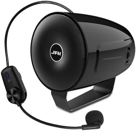 JFH Wireless Voice Amplifier, PA Speaker System, Portable Megaphone Rechargeable Bluetooth Speaker with Wireless Headset Microphone for Teachers, Speaking, Singing, Musical Instrument Performance