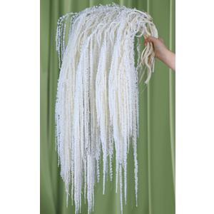 15Pcs Ivory White Dried Hanging Amaranthus Flowers - 23"-27" Cascading Dried White Flower Stems for Wedding Arch, Vase Arrangements, Home Decor, Table Centerpieces
