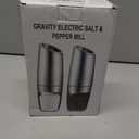 Battery Operated Salt And Pepper Grinder Set with LED Light, Automatic Electric Gravity Salt And Pepper Shakers Set, Each 6 AAA Batteries Needed, Adjustable Roughness, 2 Pack (Silver)