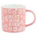 Tergi Mothers Day Gifts - Best Mom Ever Mug Gifts for Mom - Floral Embossed Pattern Ceramic Coffee Mug 13.5OZ