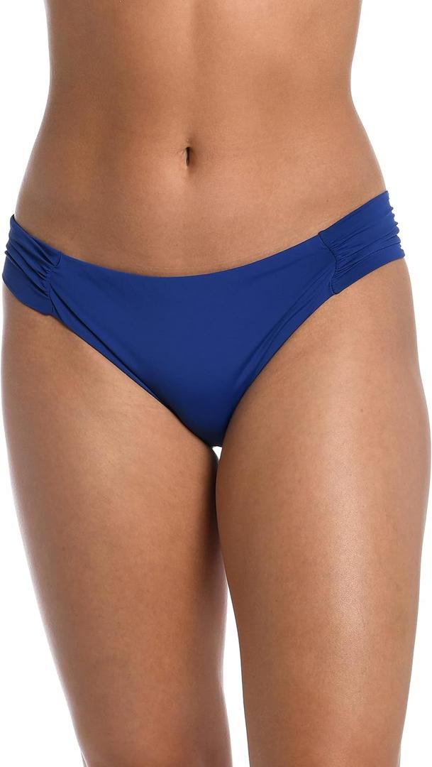 AMAVI Side Shirred Hipster Bikini Swimsuit Bottom (Medium, Cobalt)