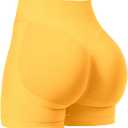 VOYJOY Women Workout Impact Shorts 3.6"/ 4.5" Scrunch Butt Lifting Gym Seamless Booty Biker Shorts (Yellow, L)