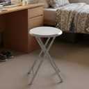 Lavish Home Portable Folding Stool with Backless Seat, White, 18 Inch