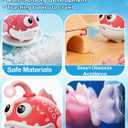 2 x Crawling Fish Bayby Toys,Tummy Time Toys & Musical Light Up 60 Songs, Auto Obstacle Avoidance，Tummy Time Play Gift for 8+ Months Infants & Toddlers (Pink)