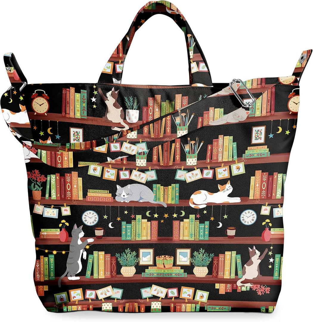 Canvas Crossbody Tote Bag for Women  Cute Large Shoulder Bags with Zipper Buckle Interior Pocket for Work, Travel