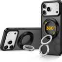 SYNCWIRE for MagSafe Phone Grip, 360 Rotation Magnetic Cell Phone Grip Magnetic Ring Holder Kickstand Mag Safe Ring Stand Compatible with iPhone 17 16 15 14 13 12 Pro Max MagSafe Accessories Android (Black)