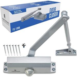 FORTSTRONG Door Closer (Silver) - Automatic Door Closer Residential - Adjustable Grade 3 Size Spring - UL Listed ADA Hydraulic Door Closers Certified