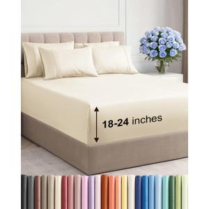 Extra Deep Queen Sheet Set - 6 Piece Breathable and Cooling Sheets - Hotel Luxury Bedding for Women, Men, Kids & Teens - Easy & Secure Fit - Soft, Wrinkle Free & Comfy - Extra Deep Pockets - Off White