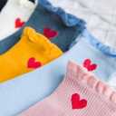 3/5 Pairs Cute Heart Socks Ruffle Socks Ankle Socks for Women Crew Socks Gifts for Womens Socks