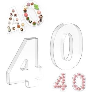 Fly2Top Acrylic Number Charcuterie Board Box: Clear Reusable Number Box Display Tray Candy Dish Decorations (40)