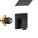 Shower Faucet Set, Black Tub Shower Faucet with All-Metal 8-Inch Rainfall Showerhead and Bathtub Spout, Single-Handle Tub Shower-Trim Kit with Valve, Matte Black