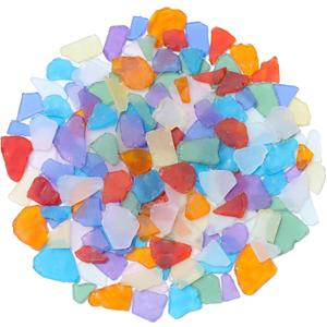 Sea Glass for Crafts - 34oz Colorful Frosted Seaglass Pieces - Vase Filler and Aquarium Ornament, DIY Craft Supplies for Art, Beach Weddings, and Home Decor (Rainbow)