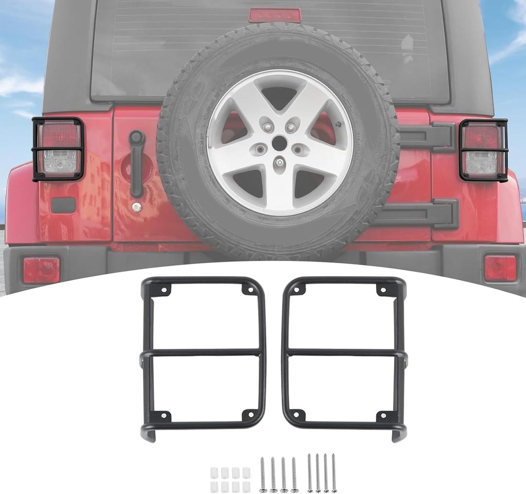 for Jeep JK Tail Light Cover Guards for Jeep Wrangler JK JKU 2007-2017 Black Metal Exterior Accessories 2pcs