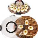 Deviled Egg Containers with Lid, 24 Holes Wooden Deviled Egg Platter Serving Tray Food Dish Containing Holder for Easter Christmas Home Kitchens Carrier Supply
