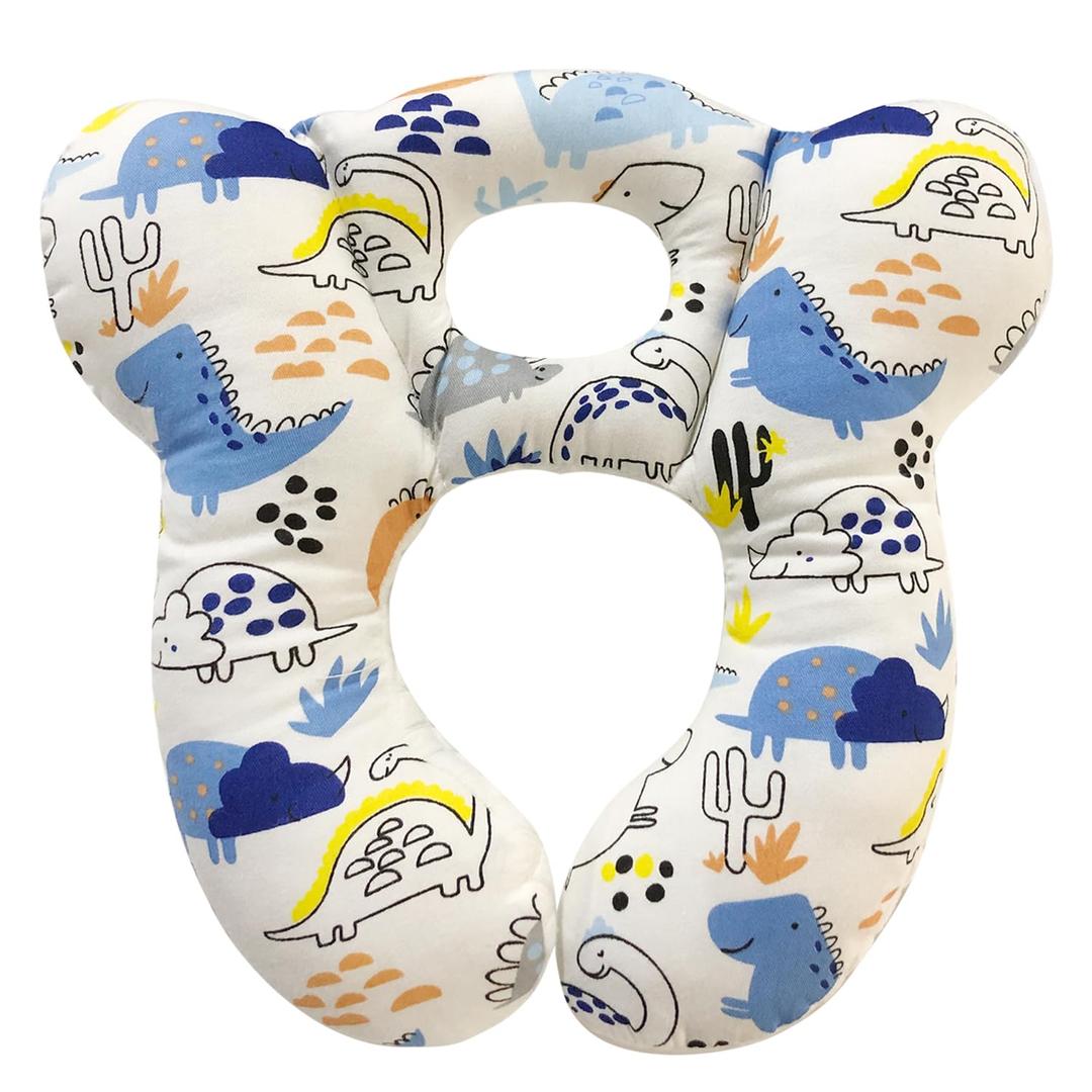 Baby Travel Pillow,Soft and Skin Friendly Kids Cushion for Car Seat - Newborn Pillow for Pushchair,Car Seat,Travel (Blue Dinosaur)