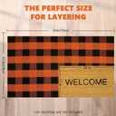 Buffalo Plaid Area Rug, Checkered Rug 27.5x43 Inches, Black and Orange Rug, Washable Cotton Mat for Front Porch, Entryway, Kitchen, Living Room, Christmas Decor