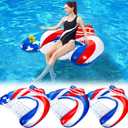 3 Pack Pool Floats Adult, SEETOHOME Inflatable Pool Float Chairs with Cup Holder, Pool Floaties for Adults, Lake Floats Perfect for Pool Lake River Beach Water Fun (Blue, Red, White, 3 Pack)