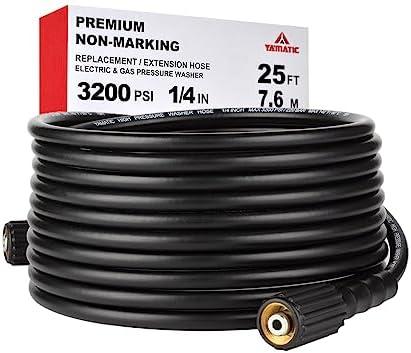 YAMATIC Pressure Washer Hose 25FT 1/4" Kink Resistant M22 Brass Fitting Power Washer Hose Replacement for Ryobi, Troy Bilt, Greenworks, CRAFTSMAN & More High PressureWashers, 3200 PSI