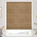 LazBlinds Cordless Bamboo Blinds, Bamboo Roll Up Shades for Windows, Privacy Hanging Window Blinds, Shades for Patio Indoor/Outdoor Porch, 29" W x 48" H, Highfield Teak