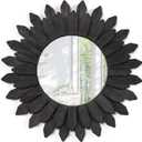 Emfogo Wall Mirror 12 inch Rustic Wood Sunburst Boho Mirror Farmhouse Wall Decor Room Decor Home Decor for Bedroom Living Room Entryway (Vintage Black)