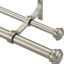 Brushed Nickel Double Curtain Rods 72-144" with Adjustable Telescoping Design and End Cap Finials