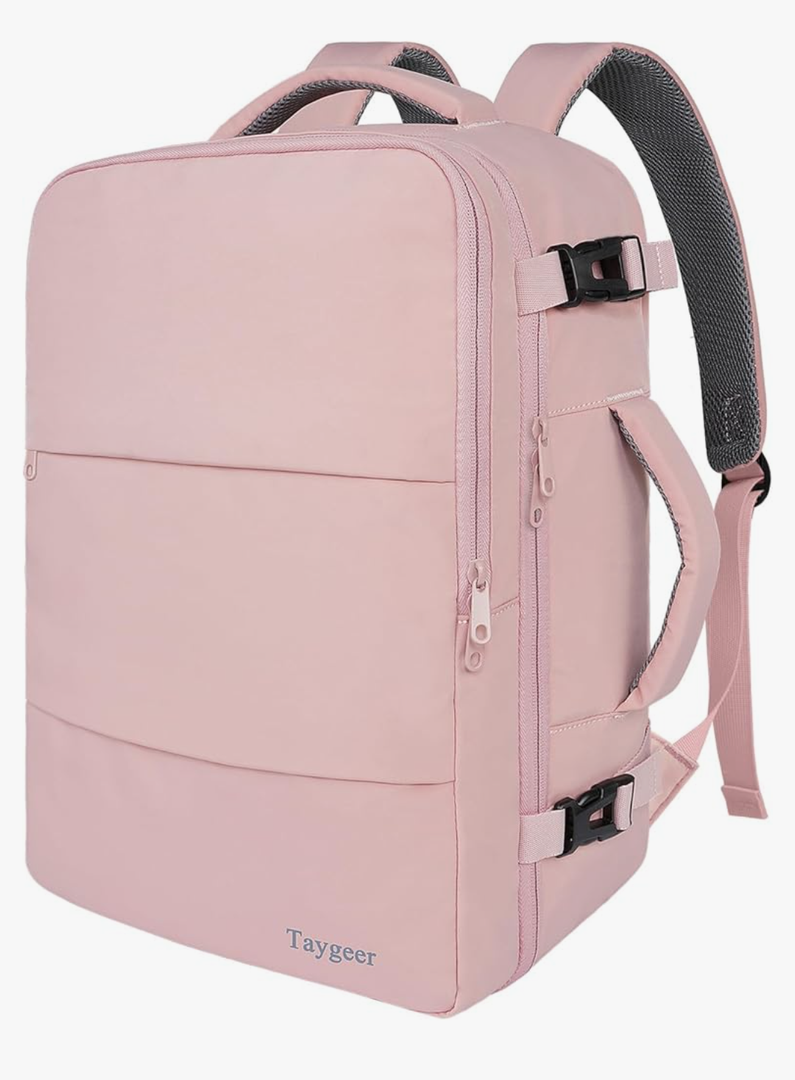 Taygeer Travel Backpack for Women, Carry On Backpack with Water Bottle Pocket & Shoe Pouch, TSA 15.6inch Laptop Mochila Flight Approved, Nurse Bag Casual Daypack for Weekender Business Hiking, Pink